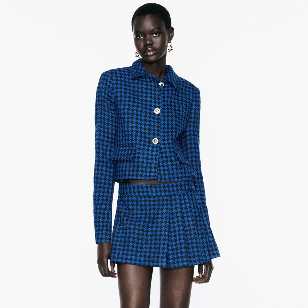 Zara Blue Houndstooth Skort